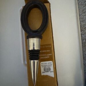 Pottery Barn Wine Bottle Stopper - Black and Silver